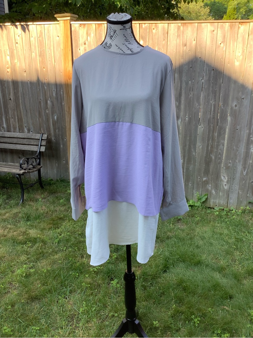Colorblock Mini Dress in Lavender, Light Gray & White